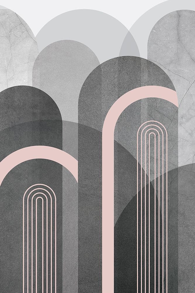 Mid Century Arches Pink Gray 2 art print by Urban Epiphany for $57.95 CAD