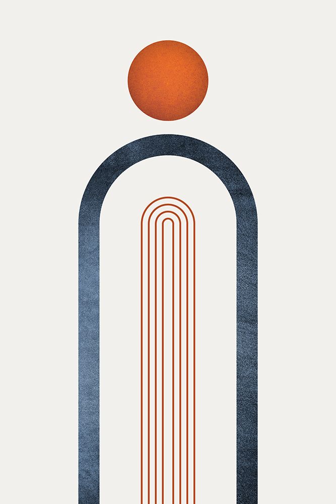 Minimalist Mid Century Orange Navy 1 art print by Urban Epiphany for $57.95 CAD