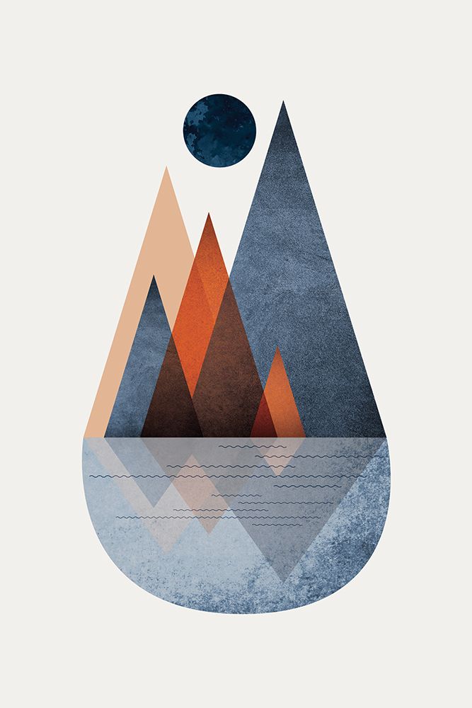 Minimalist Mid Century Orange Navy 2 art print by Urban Epiphany for $57.95 CAD