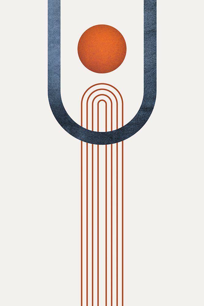 Minimalist Mid Century Orange Navy 3 art print by Urban Epiphany for $57.95 CAD
