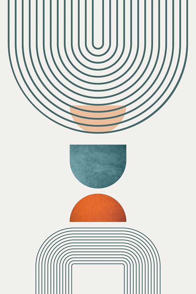Minimalist Mid Century Orange Teal 1 art print by Urban Epiphany for $57.95 CAD