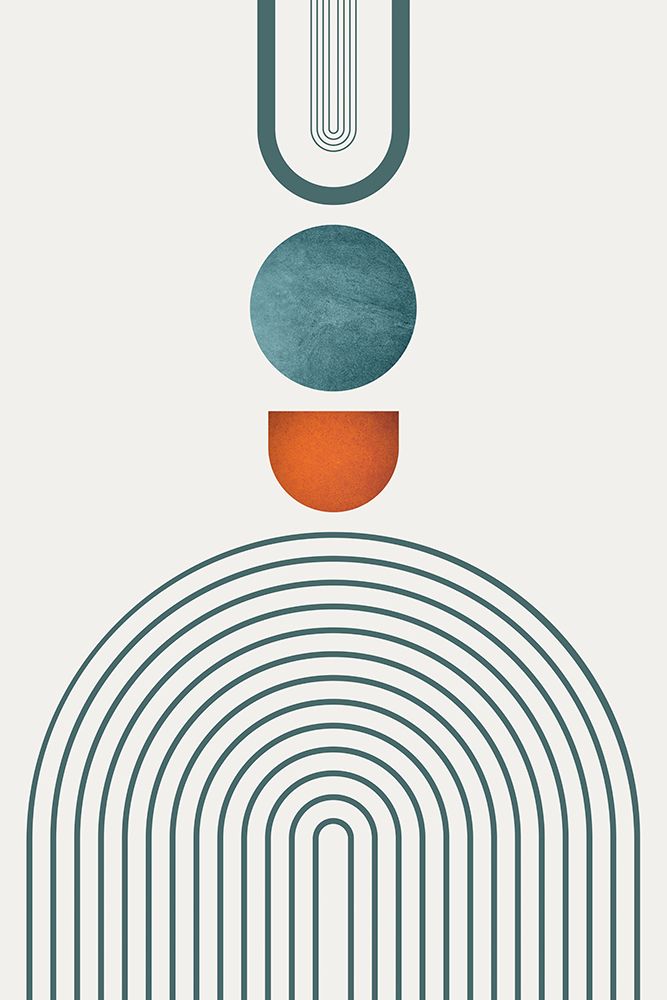 Minimalist Mid Century Orange Teal 3 art print by Urban Epiphany for $57.95 CAD