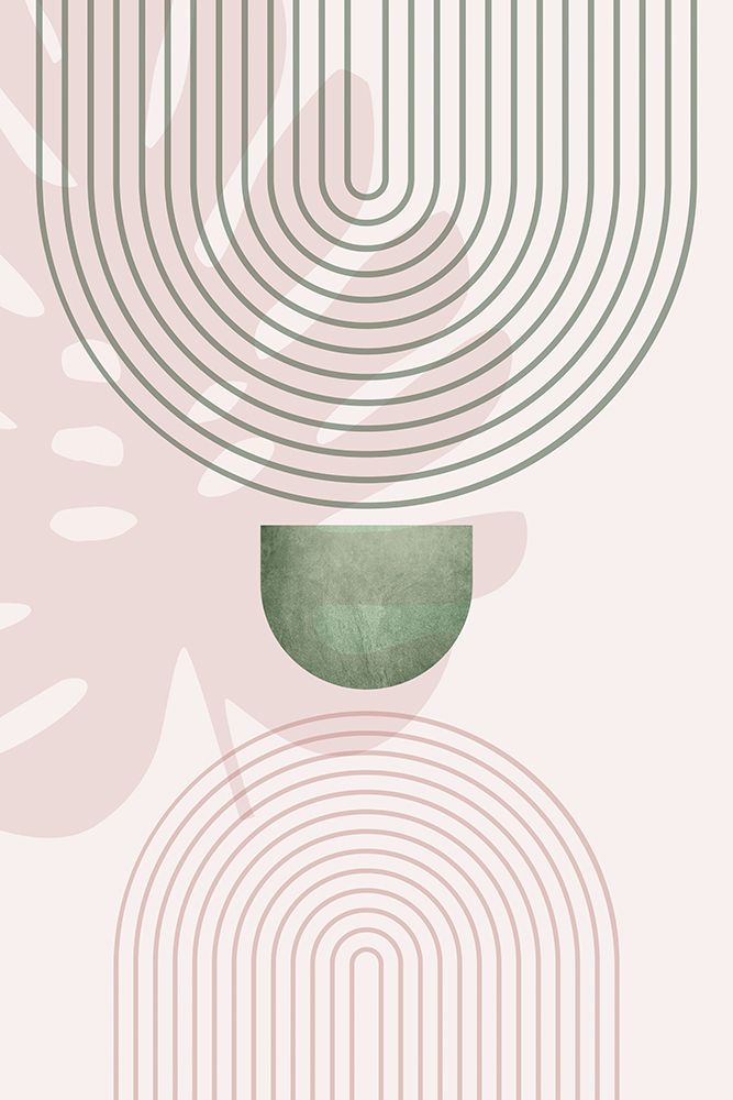 Pink Green Mid Century Botanical 1 art print by Urban Epiphany for $57.95 CAD