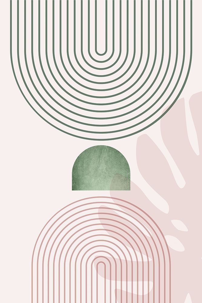 Pink Green Mid Century Botanical 2 art print by Urban Epiphany for $57.95 CAD