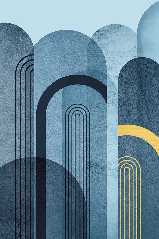 Mid Century Arches Navy Blue art print by Urban Epiphany for $57.95 CAD
