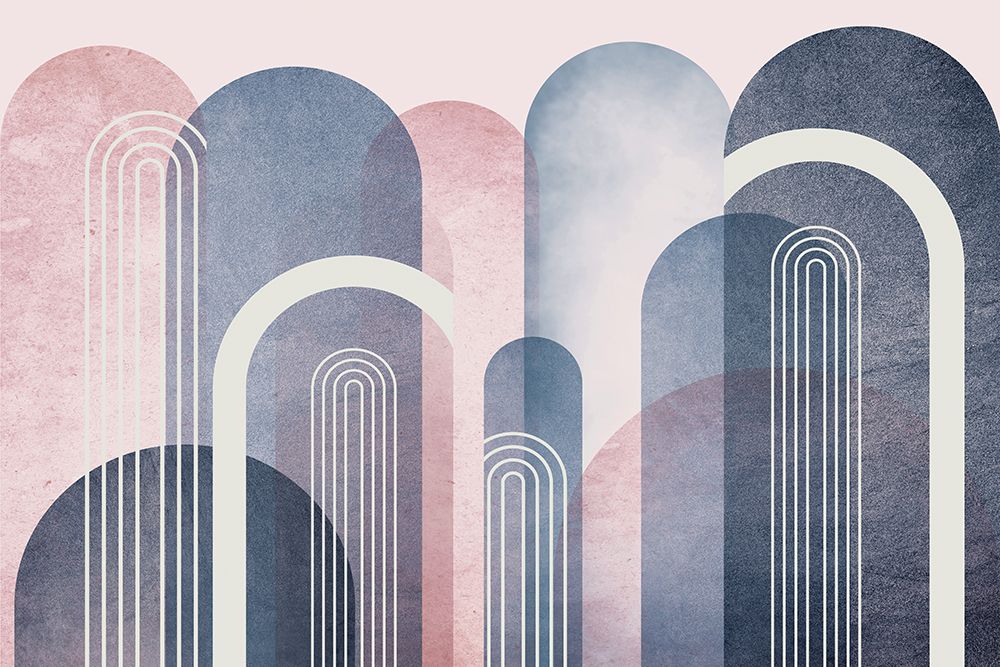 Mid Century Arches Blush Navy art print by Urban Epiphany for $57.95 CAD