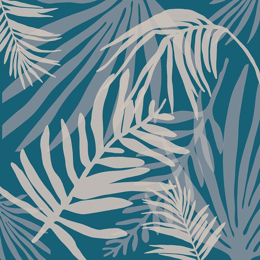 Teal and Beige Glam Leaves 4 art print by Urban Epiphany for $57.95 CAD