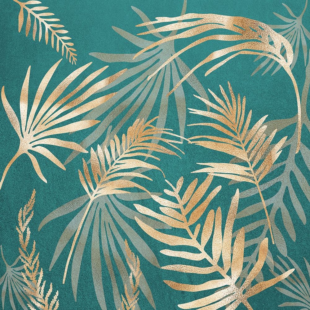 Glam Leaves Teal 3 art print by Urban Epiphany for $57.95 CAD