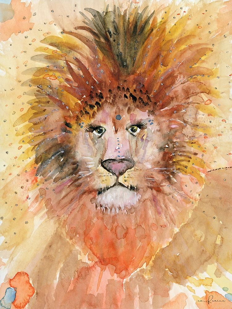 Watercolor Lion art print by Karen Barski for $57.95 CAD