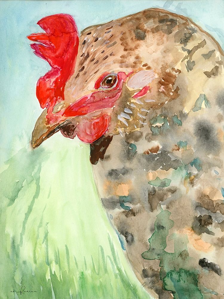 Watercolor Rooster art print by Karen Barski for $57.95 CAD