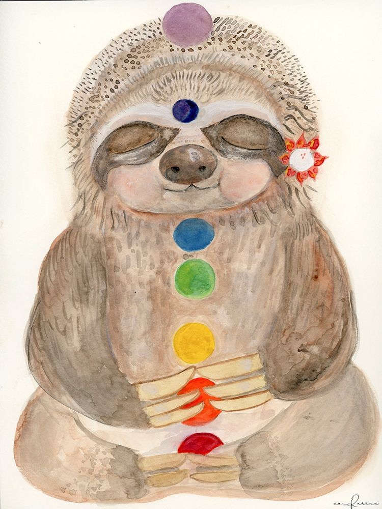 Meditating Sloth 2 art print by Karen Barski for $57.95 CAD