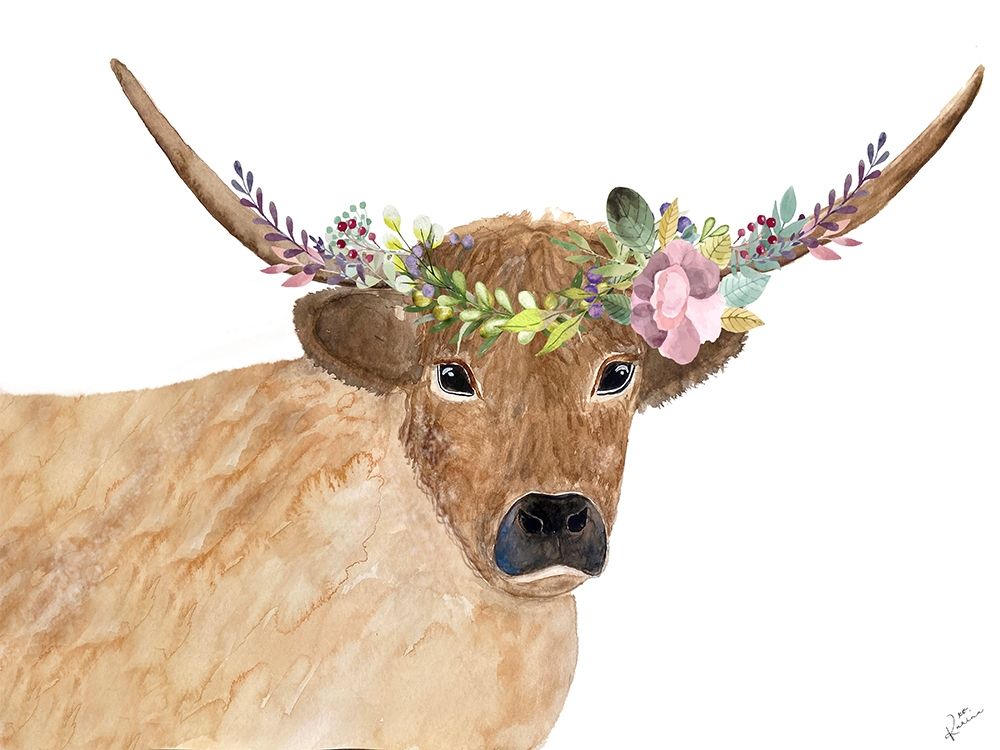 Steer Head Floral art print by Karen Barski for $57.95 CAD