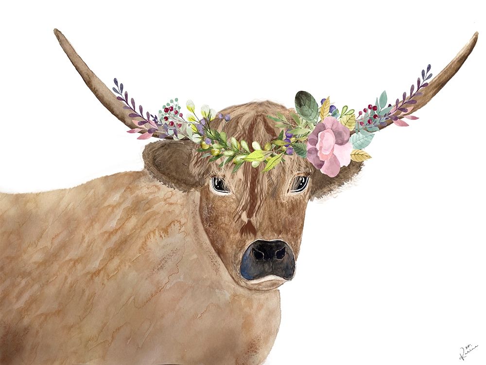 Steer Head Garland art print by Karen Barski for $57.95 CAD