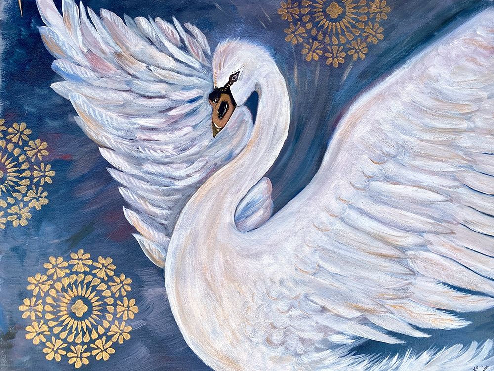 Swan With Gold Mandala art print by Karen Barski for $57.95 CAD