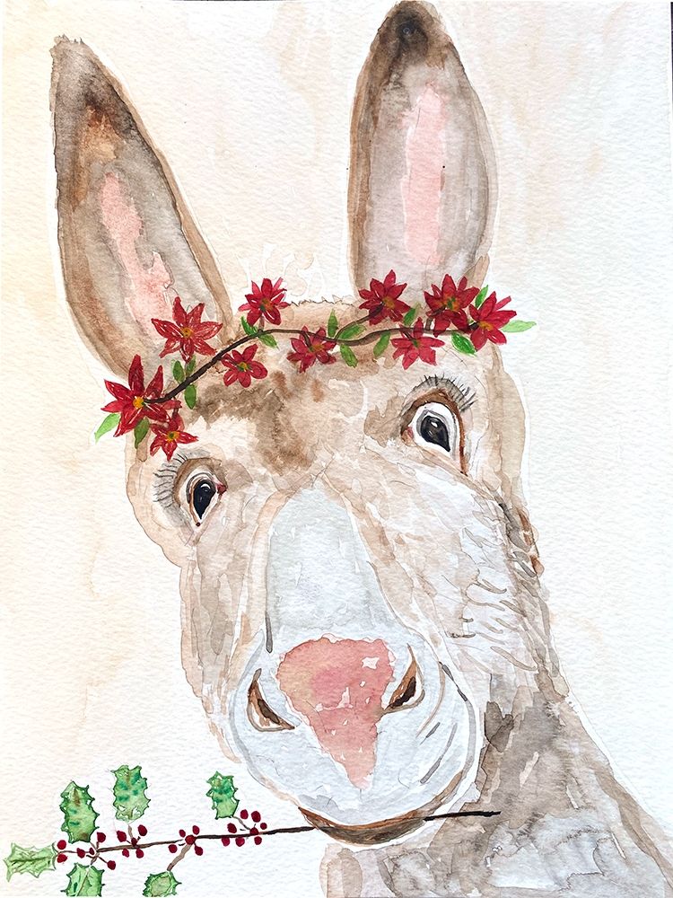 Xmas Donkey art print by Karen Barski for $57.95 CAD