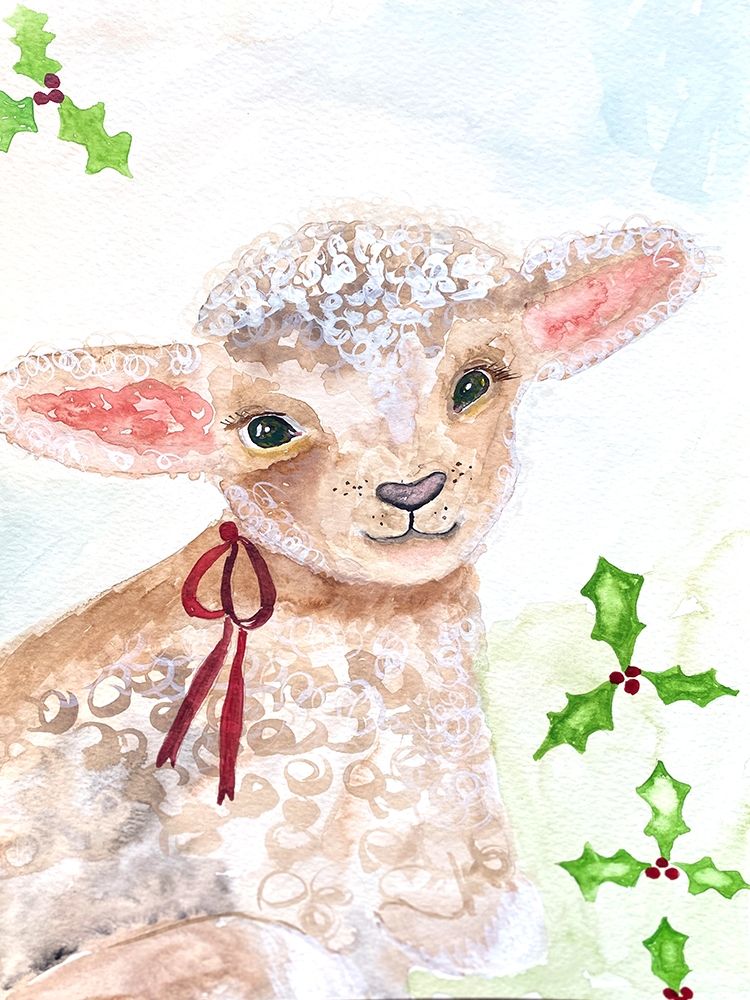 Xmas Lamb art print by Karen Barski for $57.95 CAD