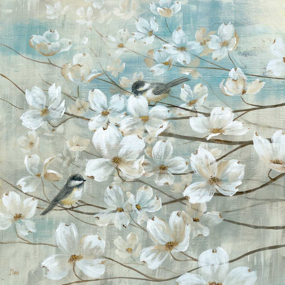 Chickadees and Dogwood art print by Nan for $57.95 CAD