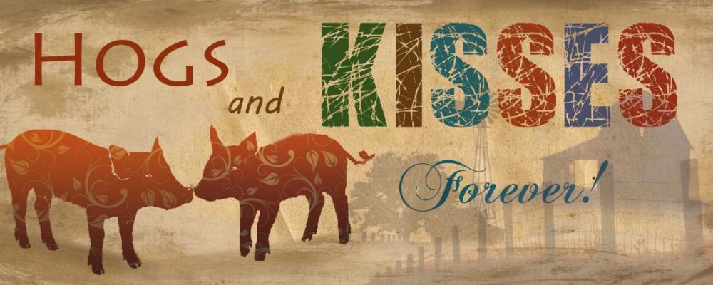 Hogs and Kisses art print by Nan for $57.95 CAD