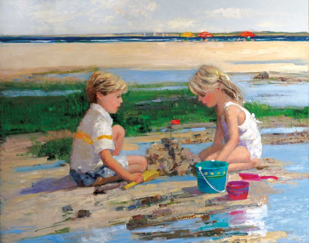 Building Sand Castles art print by Sally Swatland for $57.95 CAD