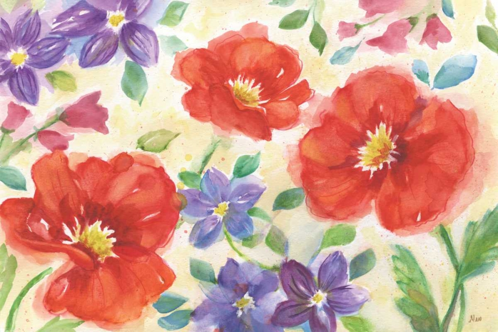 Summer Peonies, Red art print by Nan for $57.95 CAD