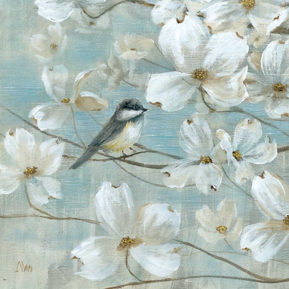Chickadees and Dogwood art print by Nan for $57.95 CAD