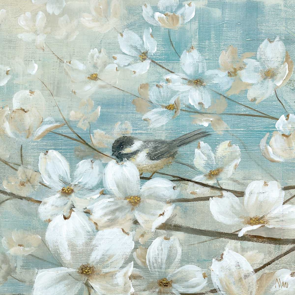 Chickadees and Dogwood art print by Nan for $57.95 CAD