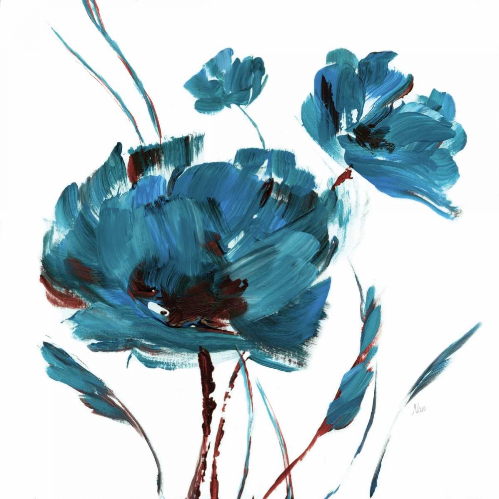 Blue Poppy Splash II art print by Nan for $57.95 CAD
