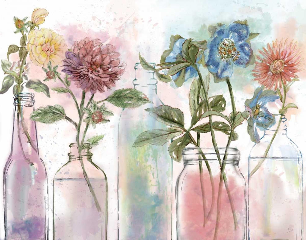 Vintage Bottle Collection art print by Nan for $57.95 CAD
