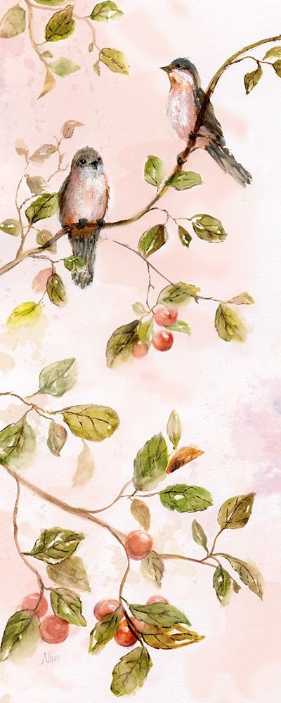 Birds and Blush Blossoms I art print by Nan for $57.95 CAD