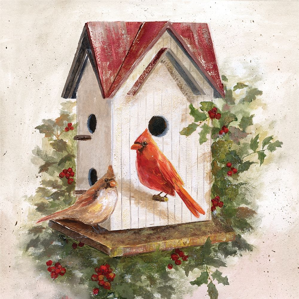 Holly Berry Birdhouse art print by Nan for $57.95 CAD