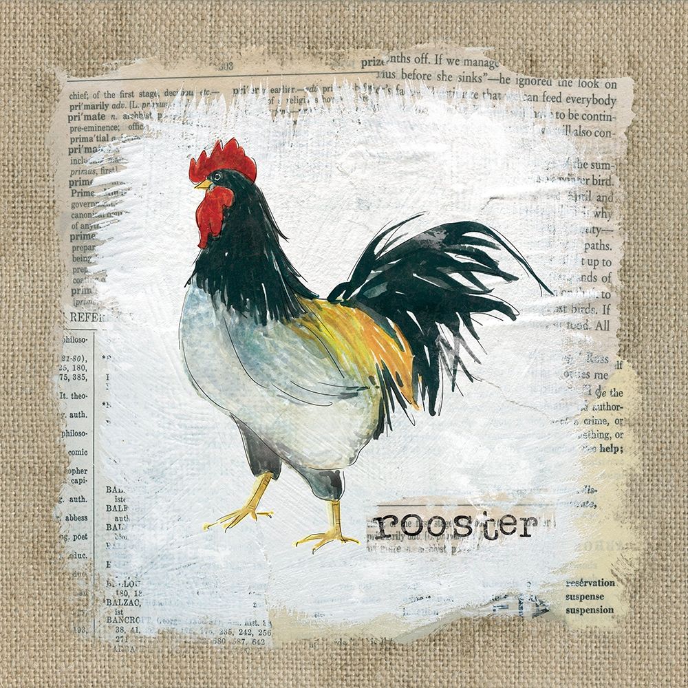 Burlap Rooster art print by Carol Robinson for $57.95 CAD