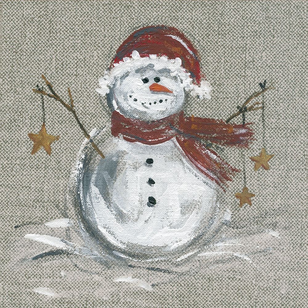 Linen Snowman I art print by Carol Robinson for $57.95 CAD