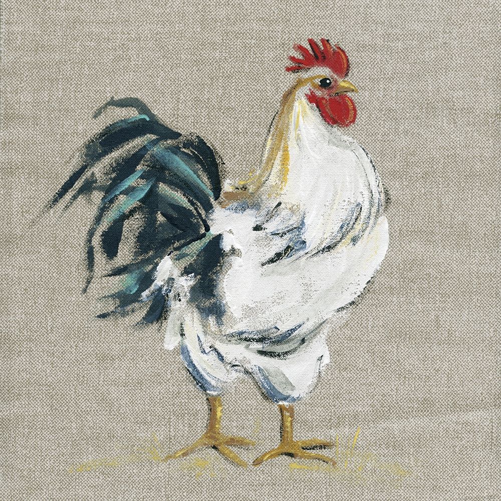 Linen Rooster I art print by Carol Robinson for $57.95 CAD