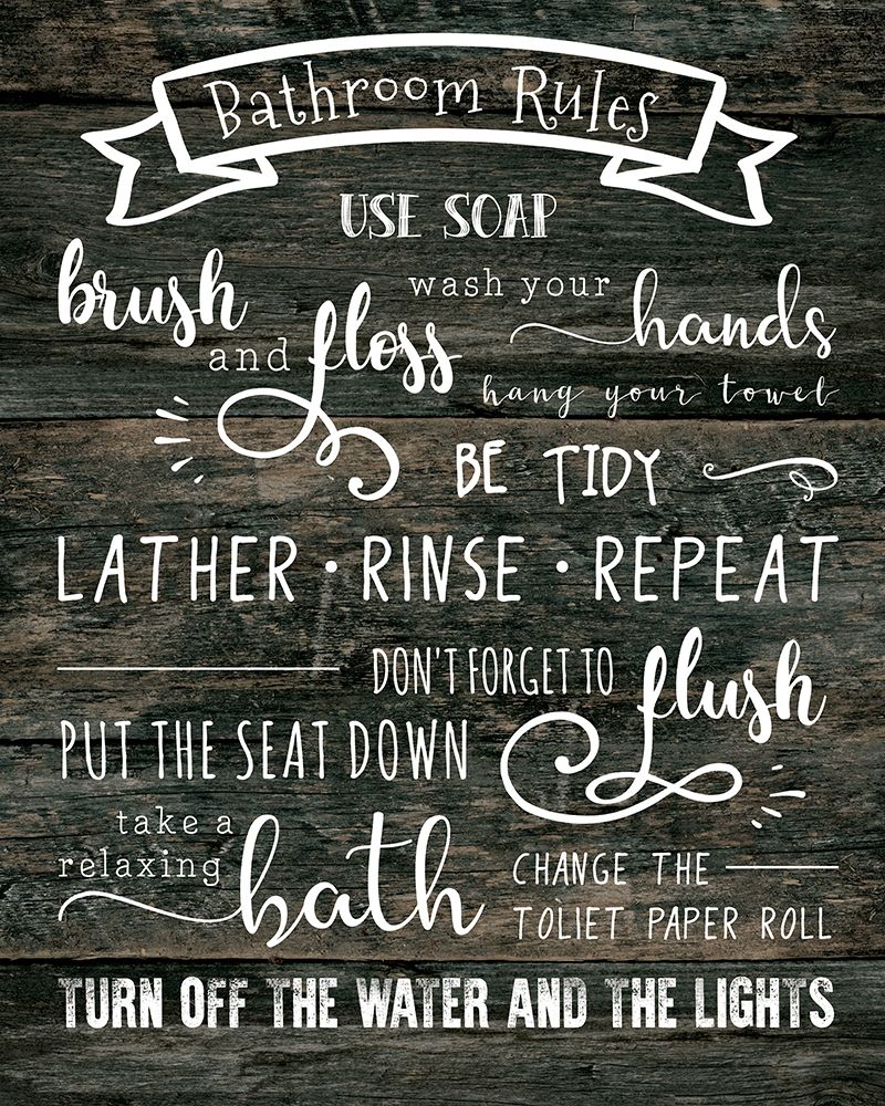 Bathroom Rules art print by CAD DESIGNS for $57.95 CAD