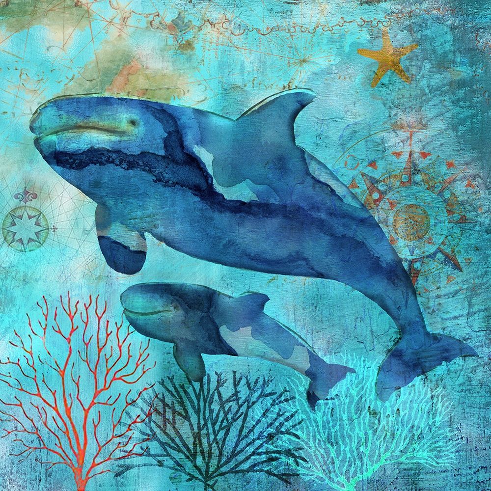 Deep Sea Whales art print by Nan for $57.95 CAD