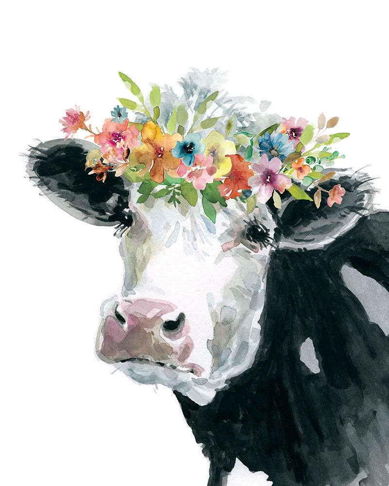 Flower Crown Cow art print by Carol Robinson for $57.95 CAD