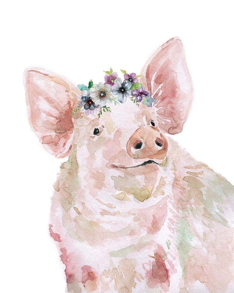 Flower Crown Pig art print by Carol Robinson for $57.95 CAD