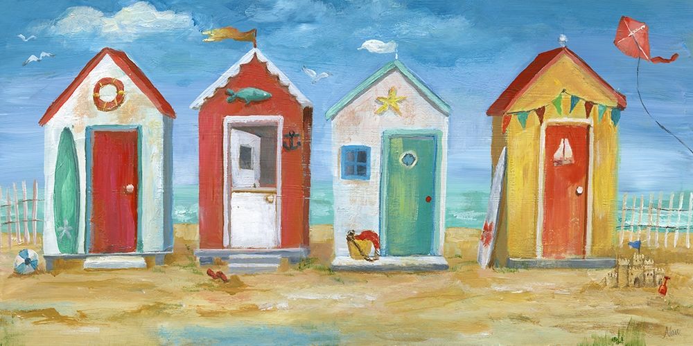 Bright Beach Huts art print by Nan for $57.95 CAD