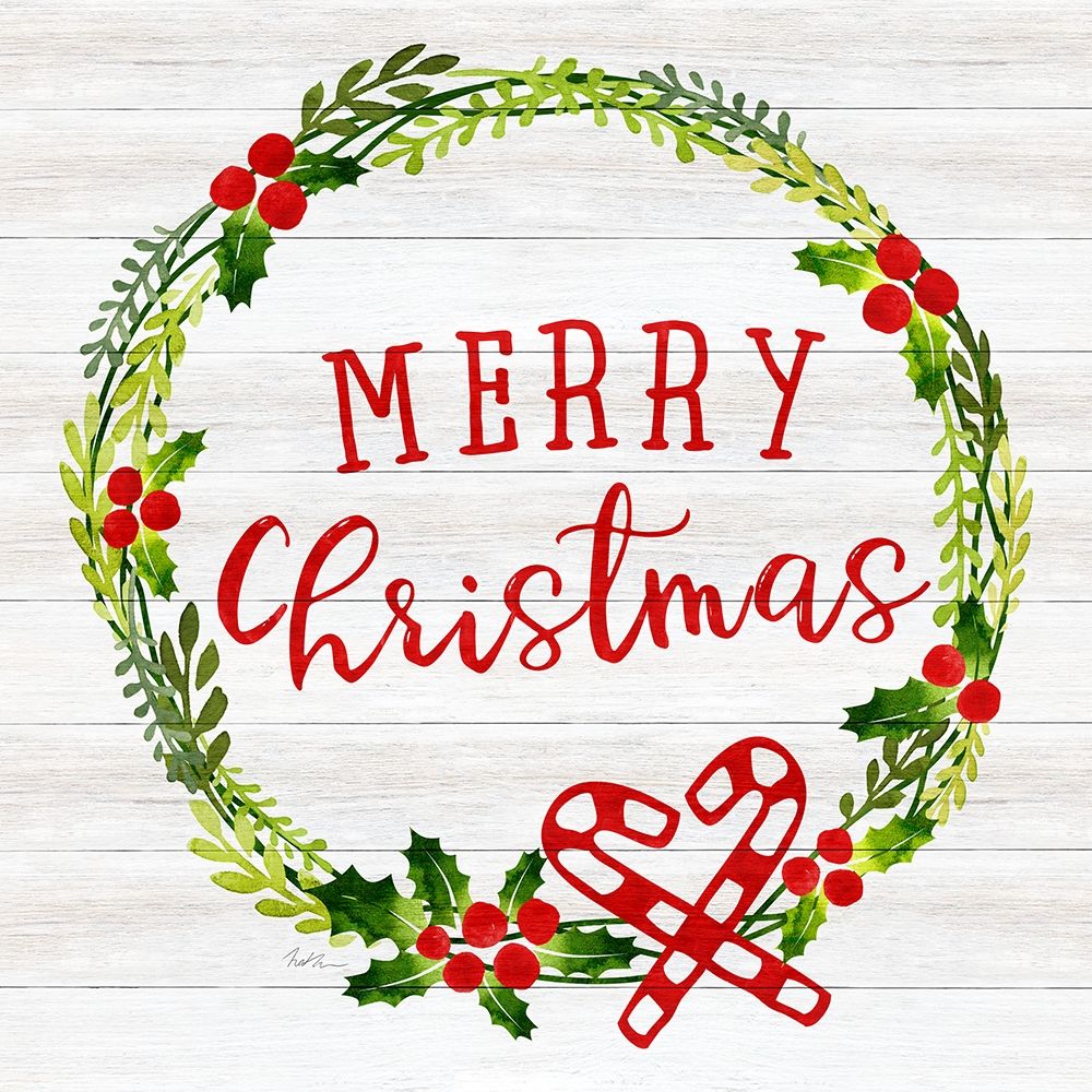 Merry Christmas Wreath art print by Natalie Carpentieri for $57.95 CAD