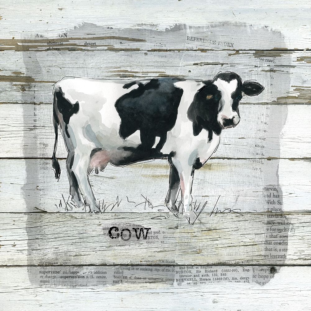 Farmhouse Collage Cow art print by Carol Robinson for $57.95 CAD