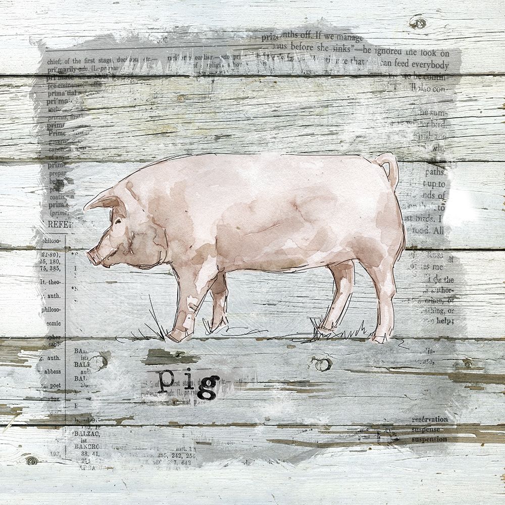 Farmhouse Collage Pig art print by Carol Robinson for $57.95 CAD