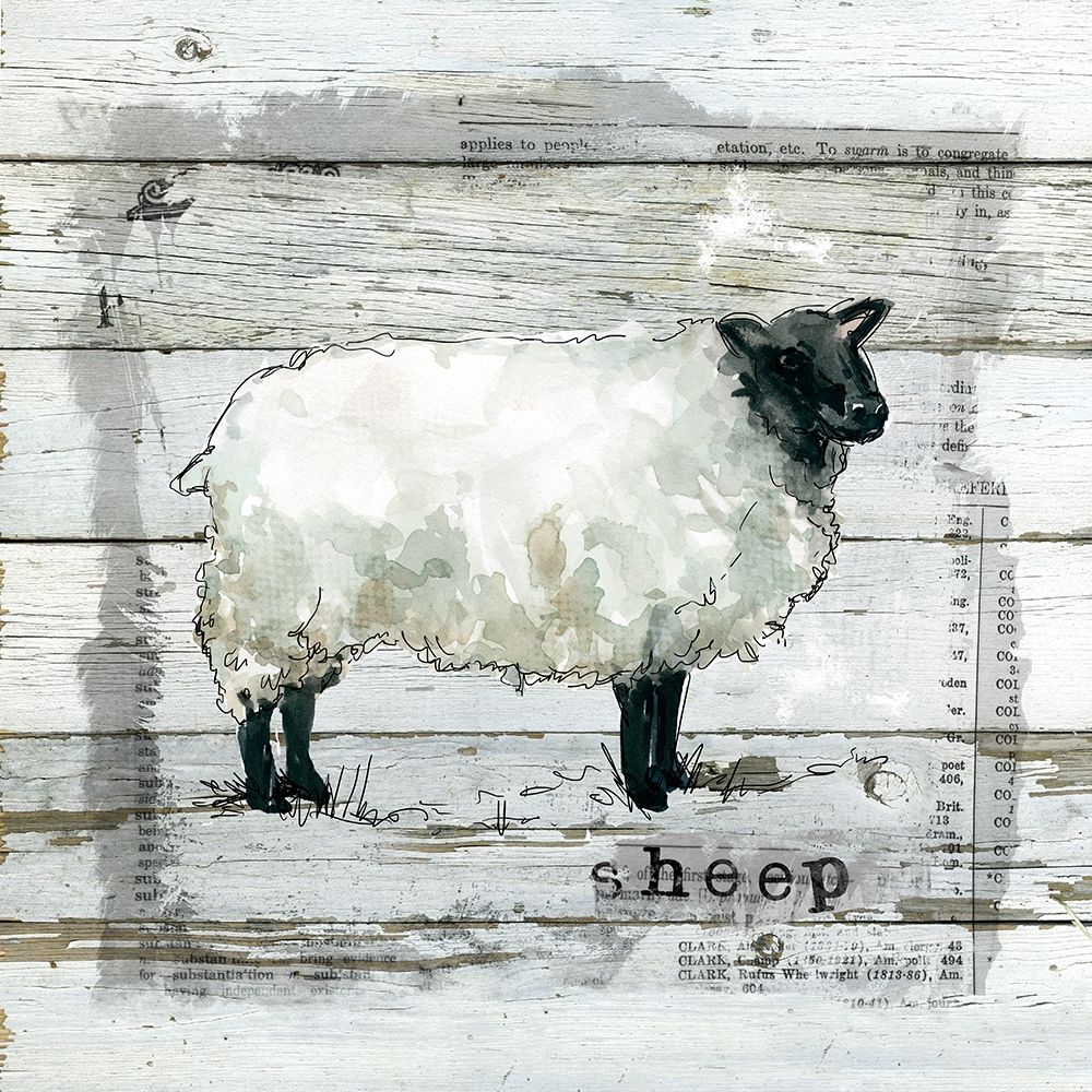 Farmhouse Collage Sheep art print by Carol Robinson for $57.95 CAD