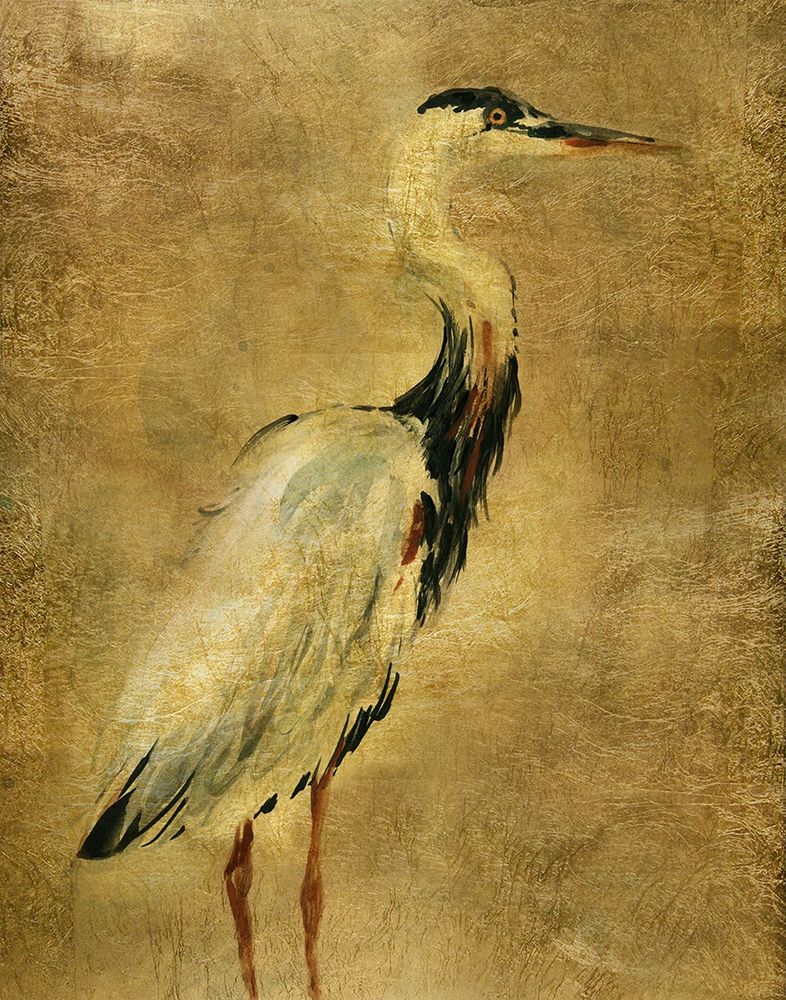 Gold Crane at Dusk I art print by Carol Robinson for $57.95 CAD