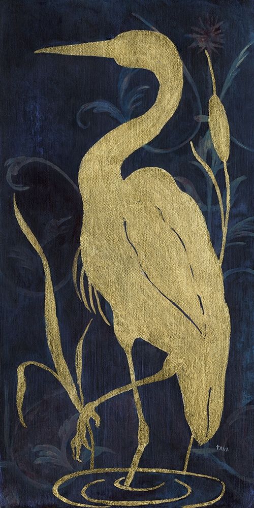 Egret On Indigo II art print by Tava Studios for $57.95 CAD