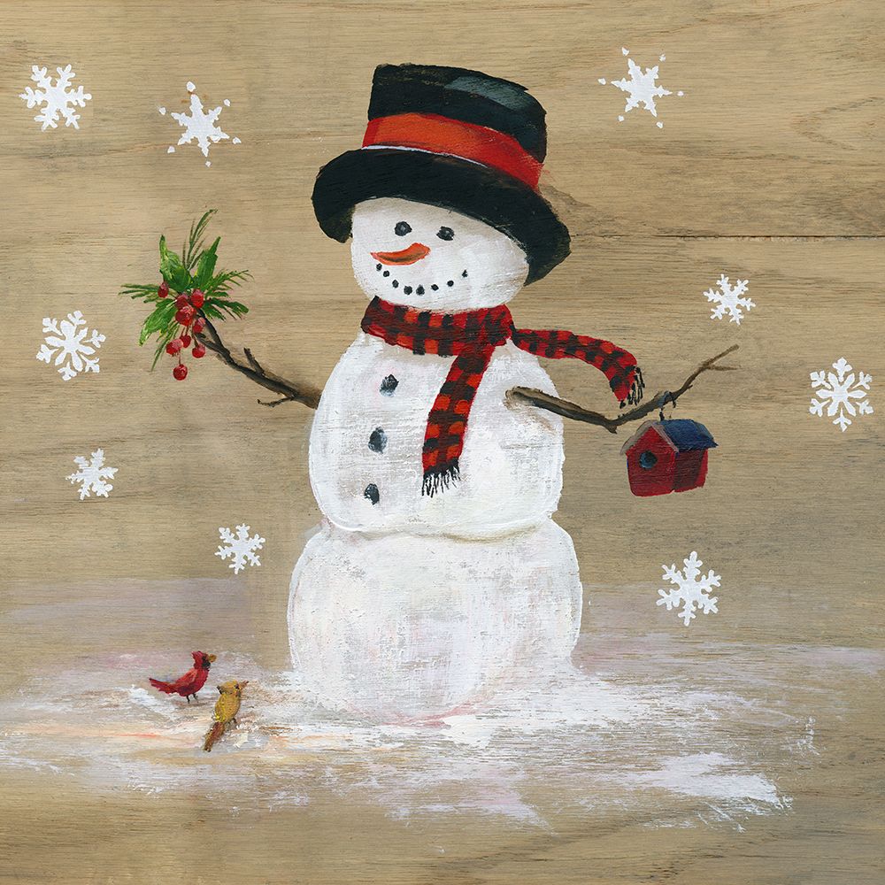 Wooden Snowman III art print by Nan for $57.95 CAD