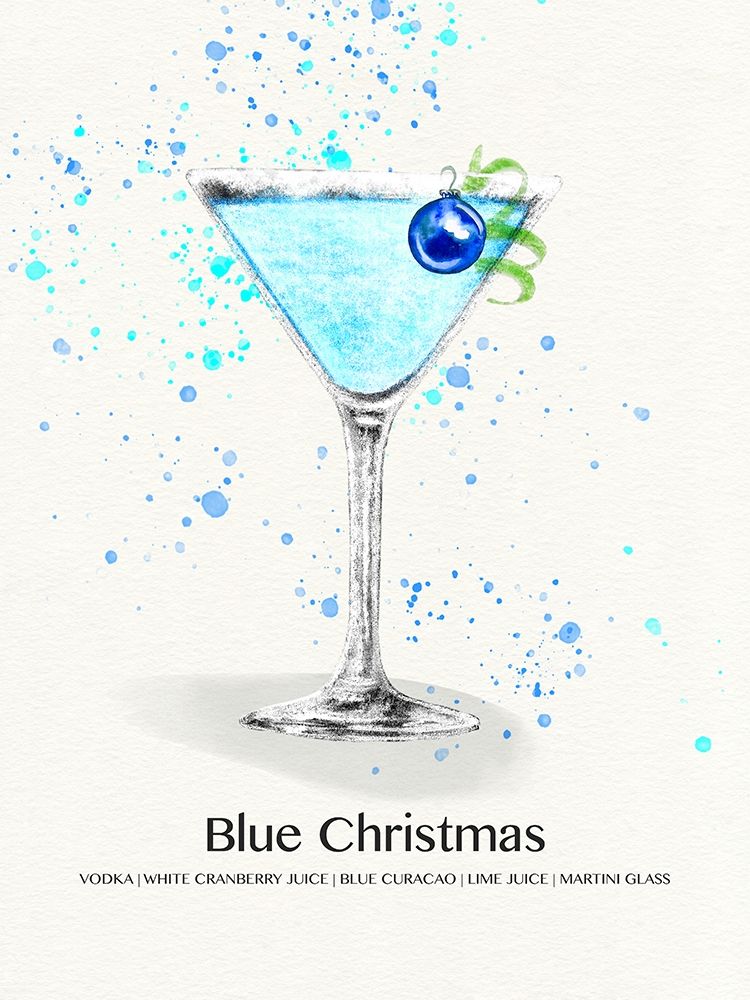 Blue Christmas Cocktail art print by Susan Jill for $57.95 CAD