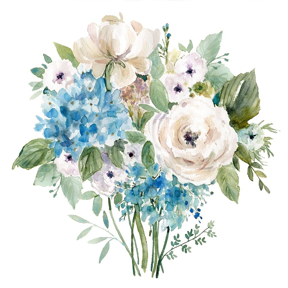 Blue and White Botanical I art print by Carol Robinson for $57.95 CAD
