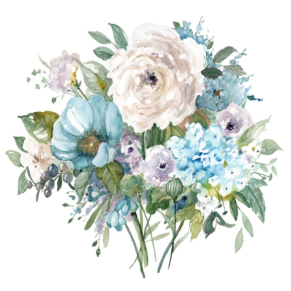 Blue and White Botanical II art print by Carol Robinson for $57.95 CAD