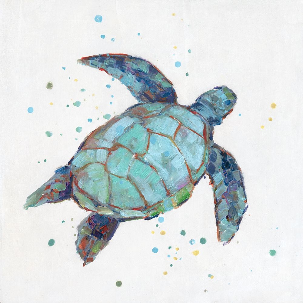 Bubbly Blue Turtle I art print by Sally Swatland for $57.95 CAD