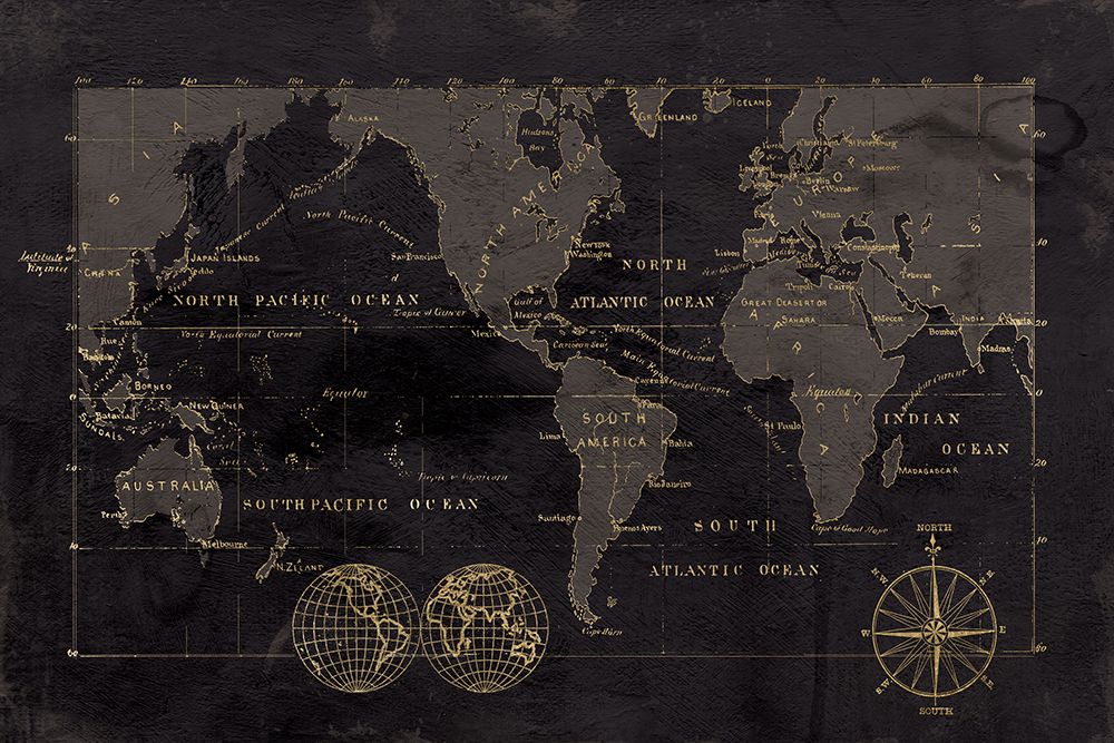 Black Gold Map art print by Carol Robinson for $57.95 CAD